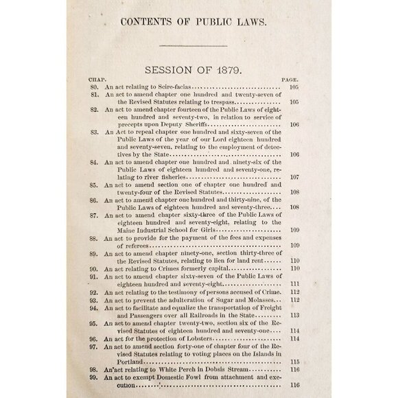 1879 Acts & Resolves 58th Legislature Maine Law 1st Edition Victorian SHBS1 - Picture 3 of 7